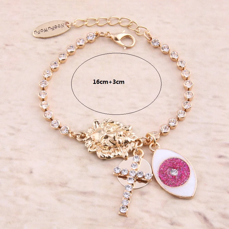 NeeFuWoFu хрустальные браслеты с головой льва браслет для глаз Pulsera de Madera веревка