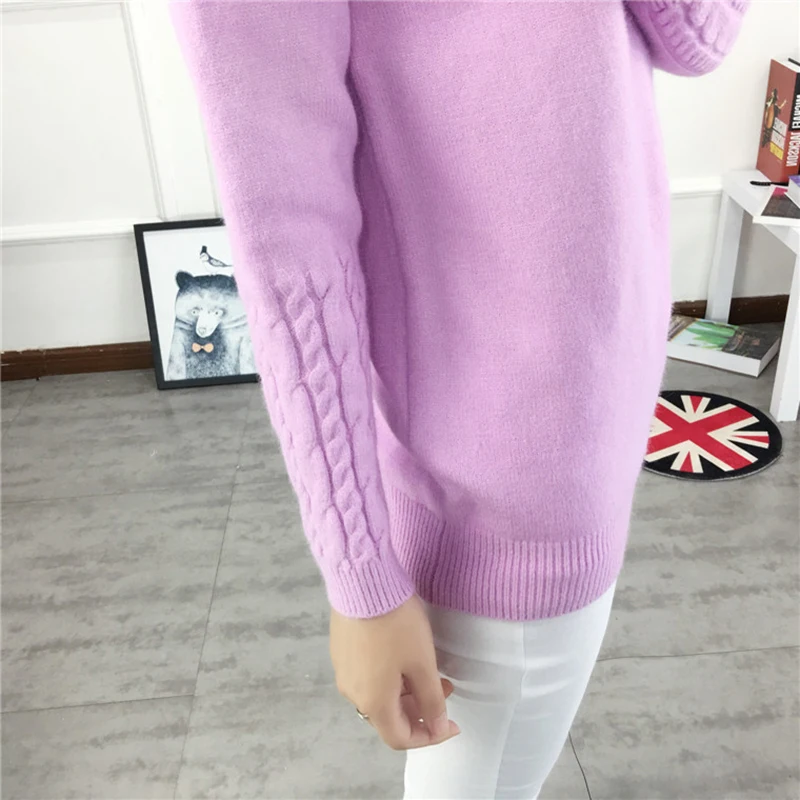 

2020 Winter Women Pink Turtleneck Sweater Korean Style Lady Thick Sweater Knitted Pullover Femme Pull Long Sleeve Blue White