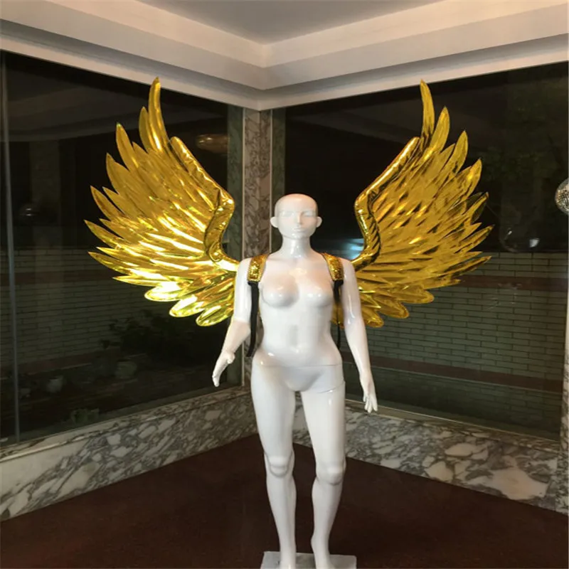 

S70D Female ballroom dance costumes stage show catwalk wears wings gold mirror dress club outfit cosplay outfit party clothe bar