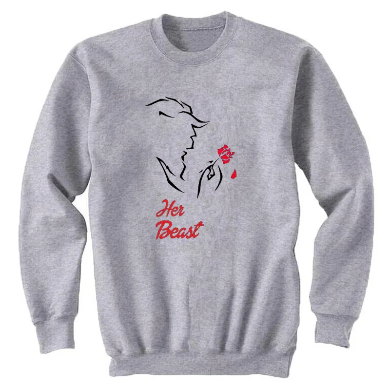 EnjoytheSpirit Пара Толстовка его красавица ее чудовище пары Crewneck унисекс джемперы с длинным рукавом хлопок полиэстер зима теплый