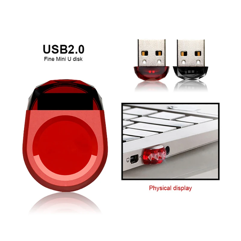 Fashion USB Flash Drive USB 2.0 Super Mini Red Pendrive 4GB 