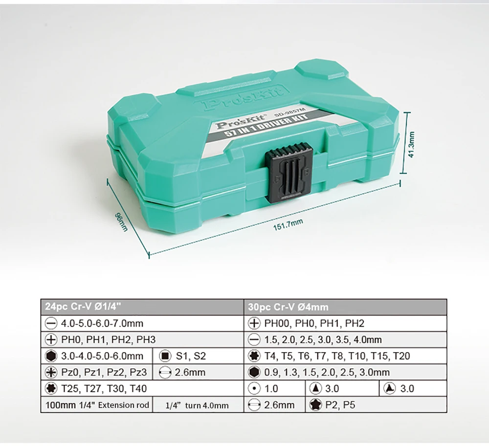 Pros'kit SD-9857m многофункциональная 57 в 1 компьютерная Прецизионная отвертка набор ремонтных инструментов разборка мобильного телефона