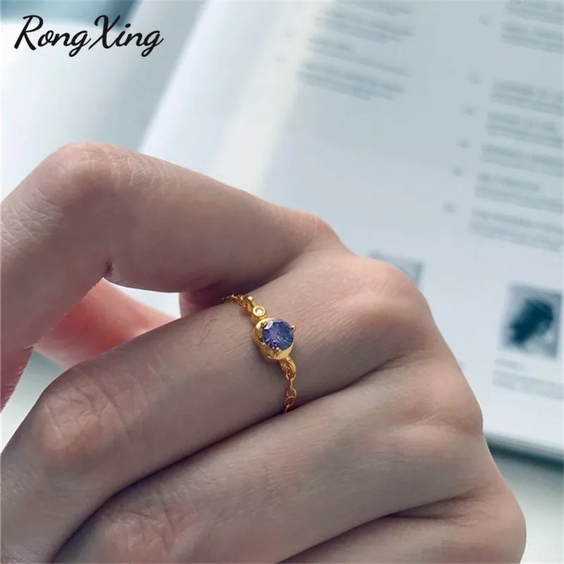 RongXing индивидуальные фиолетовые круглые циркониевые Регулируемые кольца для