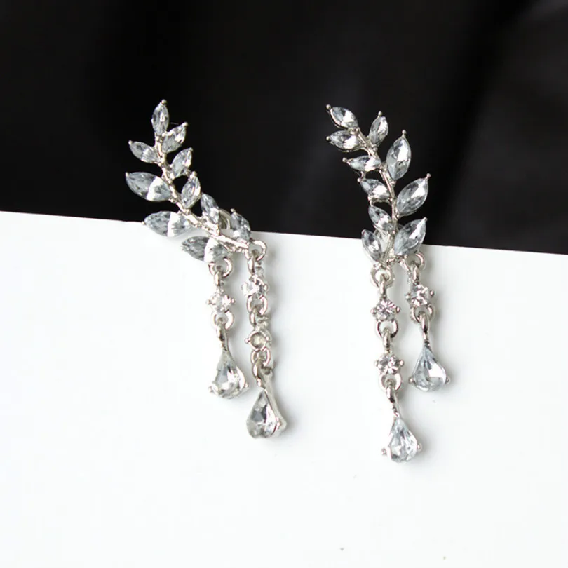 Angel Wings Female Elegant Earrings Alloy Fashion Jewelry Party Crystal Gothic Feather Leaves Tassel | Украшения и аксессуары
