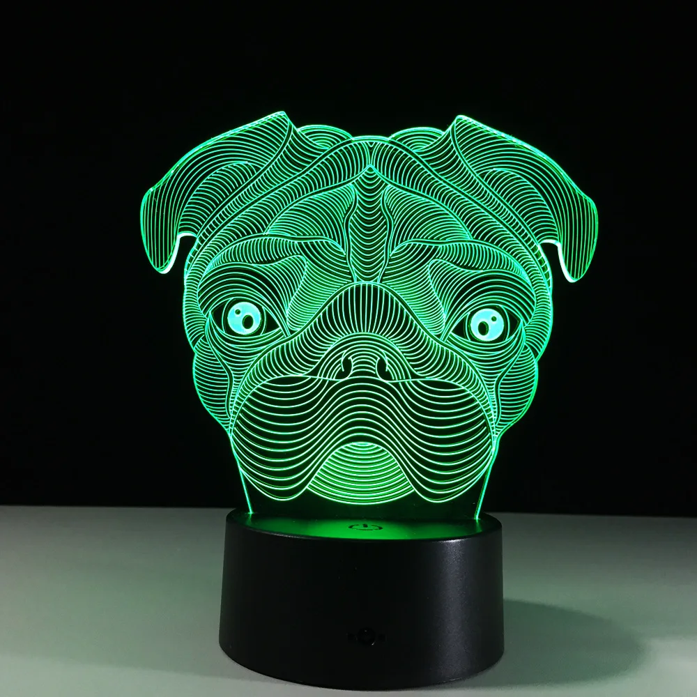 Shar Pei Dog 7 Color Lamp 3d Visual Led Night Lights For Kids Touch Usb Table Lampara Lampe Baby Sleeping Nightlight | Освещение