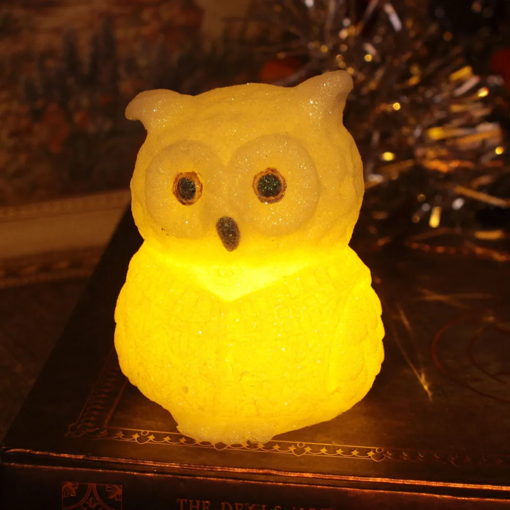 GiveU сова формы беспламенные светодиодные свечи свет с блестками на батарейках