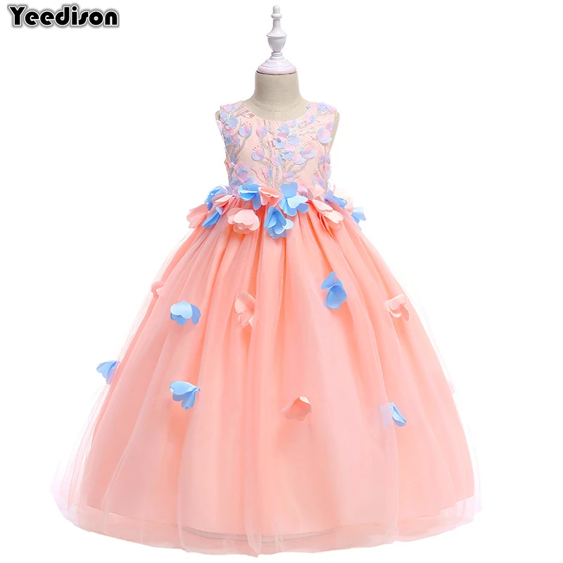 Flower Girl Princess Dress 2018 New Cute Party Kids Dresses For Girls Wedding Gown Long Children Prom Teen Costume | Детская одежда и