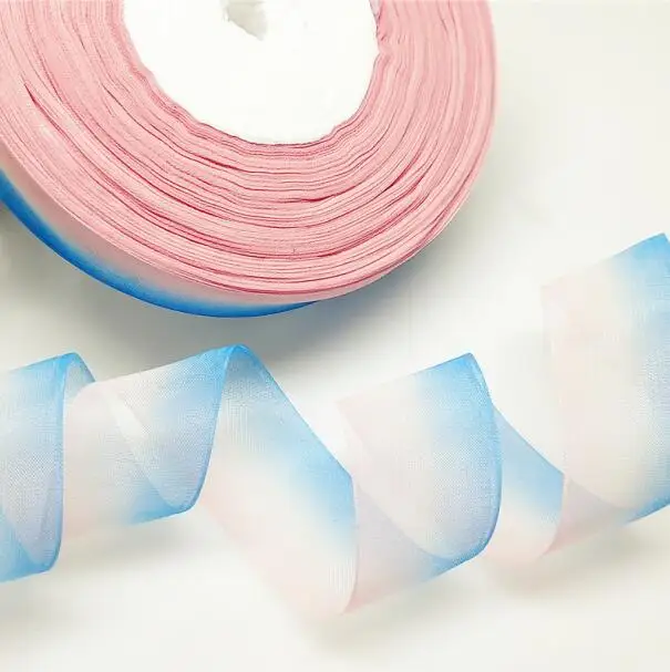 PEACH 5 метров 25 мм градиент цвета органзы ленты для свадьбы домашний декор рукоделие Подарочная упаковка аксессуары ручной работы - Цвет: PEACH