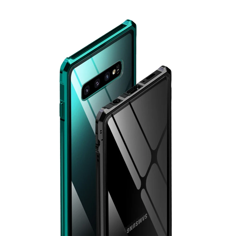 Алюминиевый металлический бампер чехол для samsung Galaxy S 10 Plus из закаленного стекла