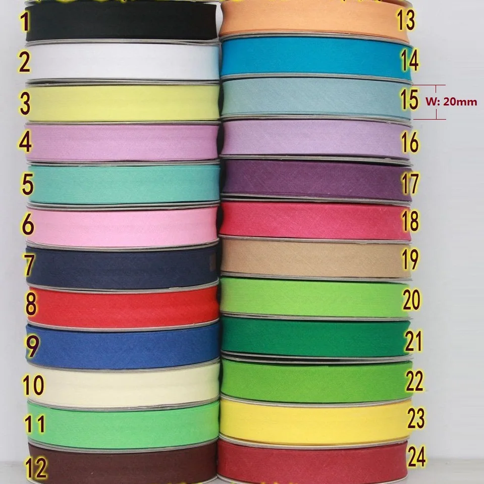 

(6/8") 20mm width ironed single fold cotton bias tape bias binding for craft sewing and diy handmaking 10m/lot