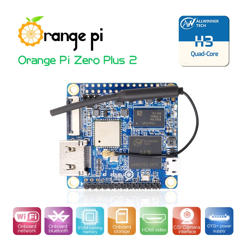 

Orange Pi Zero Plus2 H3, Allwinner 512MB RAM, Mini PC Tablet, Run Android 4.4,Ubuntu, Debian Image
