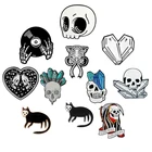 Брошь в виде черепа Xio Mara, джинсовая, черная, панк-джинсы, коллекция булавок