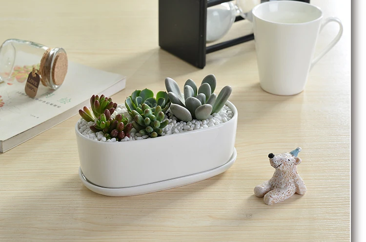 Минималистичный геометрический белый керамический горшок для растений бонсай