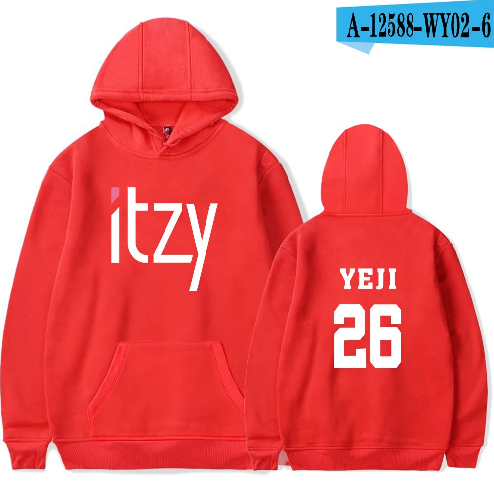 Itzy Kpop толстовки для мужчин Wo мужчин s толстовка с капюшоном свободные повседневные теплые толстовки свитшоты 6 цветов женский джемпер спортивные костюмы оверсайз - Цвет: red