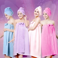 bath shower towels women 145x75cm magic bath microfiber plain towel skirt dry hair cap toalla serviette de plage
