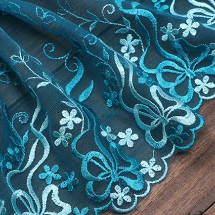 91x20CM Lace 10 Кружевная ткань с цветочной вышивкой, Марлевое свадебное платье со шлейфом, юбка для куклы 21 см, одежда для дивана, Швейные аксессуары - Цвет: 91x20CM Lace 10