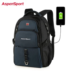 Рюкзак AspenSport мужской, водонепроницаемый, с USB-зарядкой и защитой от кражи, подходит для ноутбука 17 дюймов