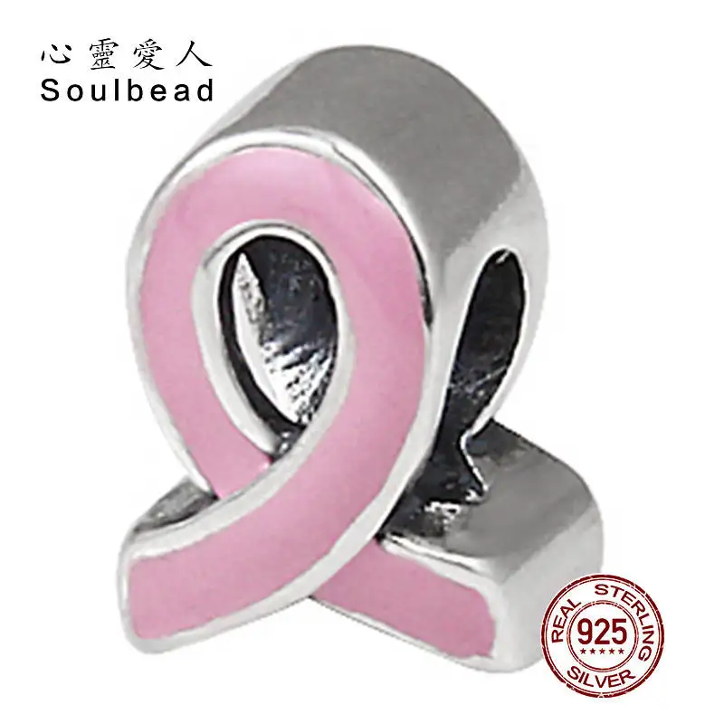 Soulbeads Fit Pandora амулеты Серебро 925 Оригинал раковые груди понимание розовый браслет