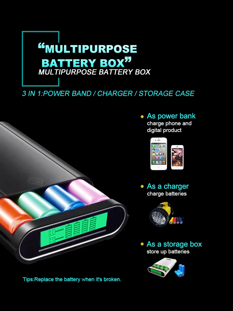 TOMO 18650 зарядное устройство powerbank чехол S4 литиевая батарея для хранения diy коробка ЖК-дисплей Тип C 3 USB входные порты