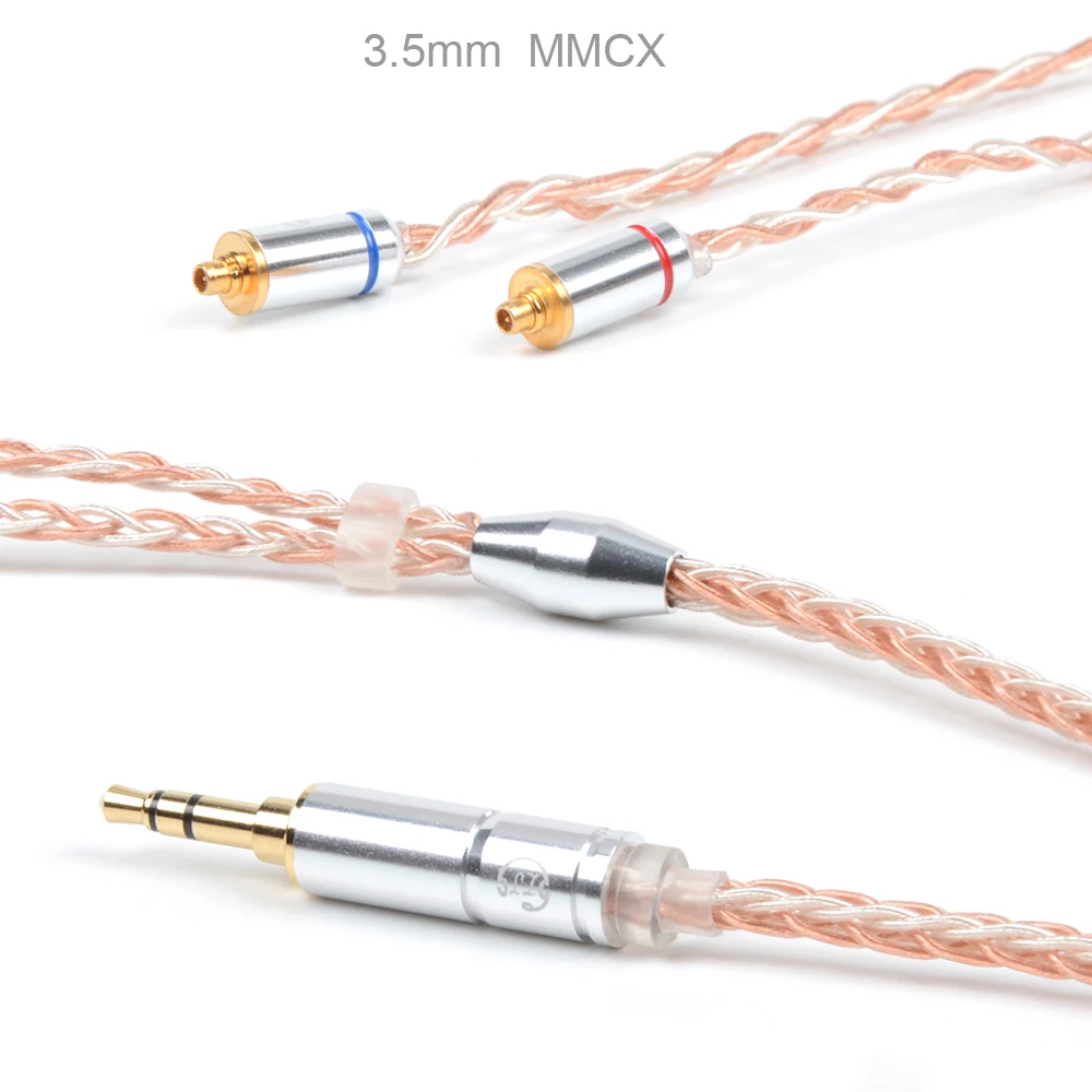 LZ MMCX/2Pin разъем 3 5/2 5 мм балансный 8 серебряных сердечника с Медь смешанные кабель