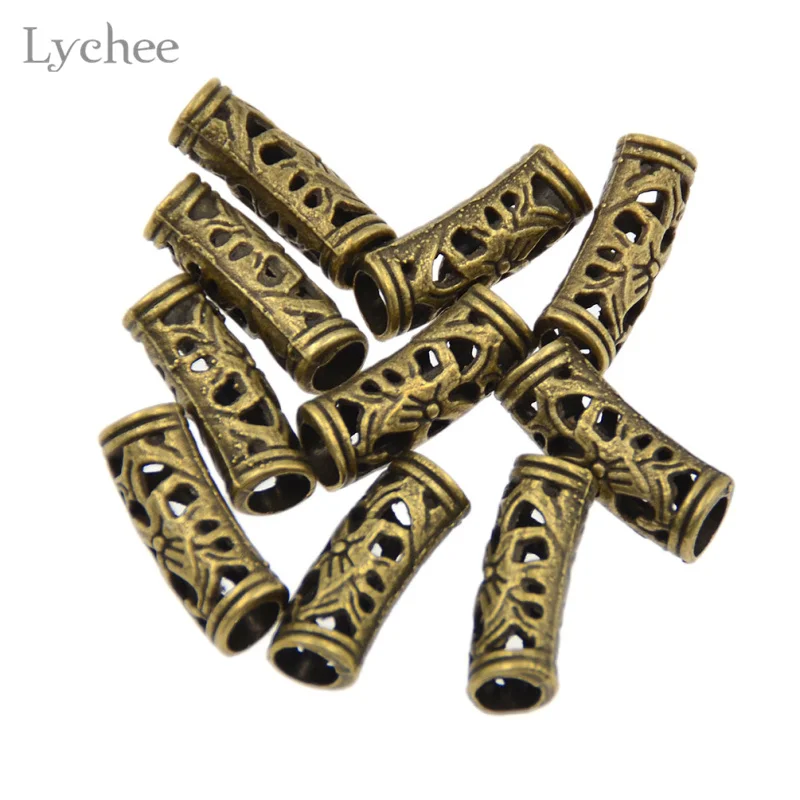 Lychee 10 шт./партия античный медный цветочный полый металлический коса для волос Dread