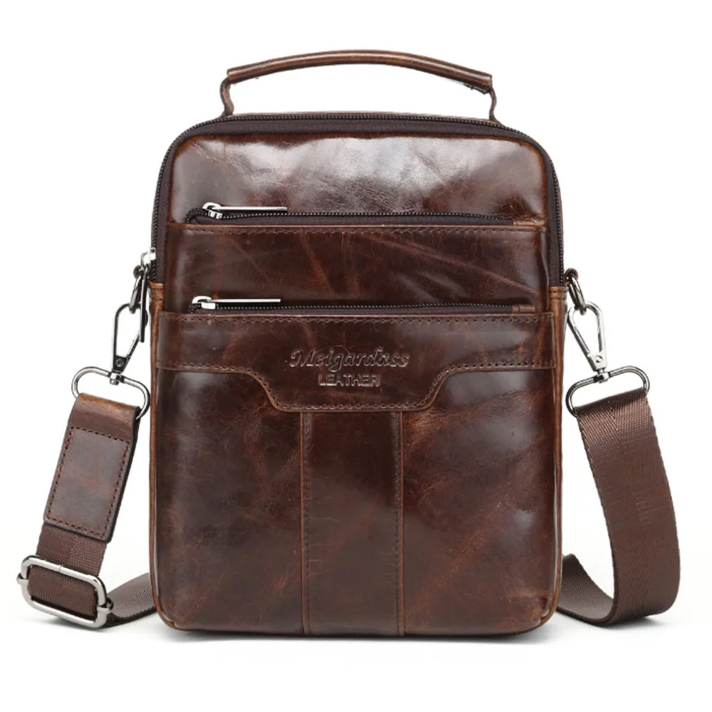 

Men Oil Wax Genuine Leather Cowhide HandBag Single Shoulder Messenger Crossbody Bag Real Cowhide Purse Famous Male Tote HandBags