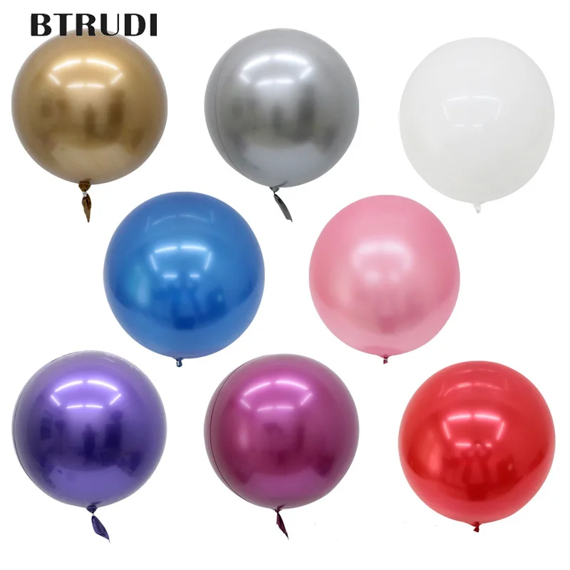 

BTRUDI 1pcs /lot 18-inch /22-inch/ 32-inch metal colored 4D circular wave ball party decorations for birthday balloon weddings