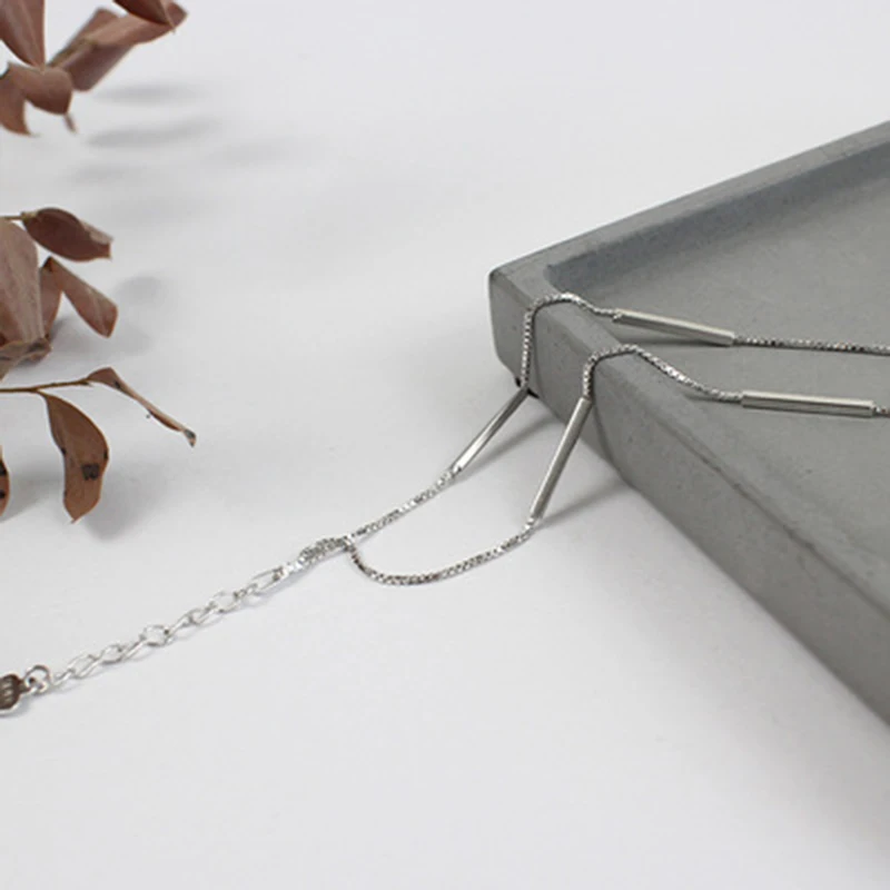 925 sterling silver multi-layer box chains bracelets for women pulseras mujer square tube &amp bangles jewelry | Украшения и