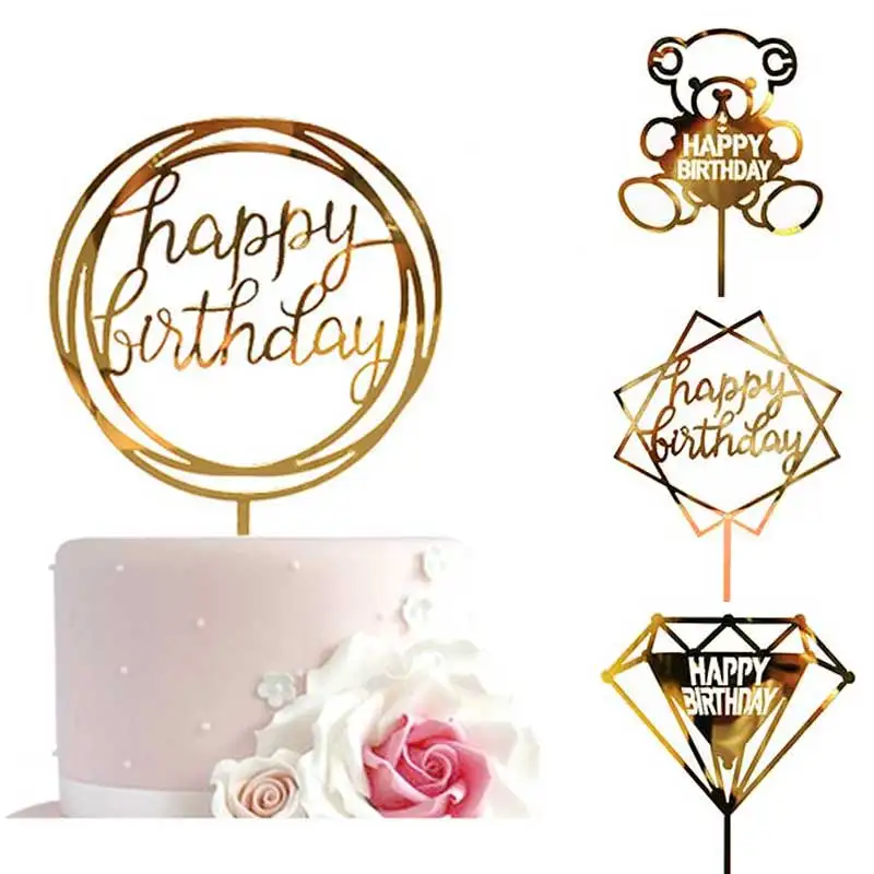 1 шт. топпер для торта С Днем Рождения принадлежности вечеринок акриловые