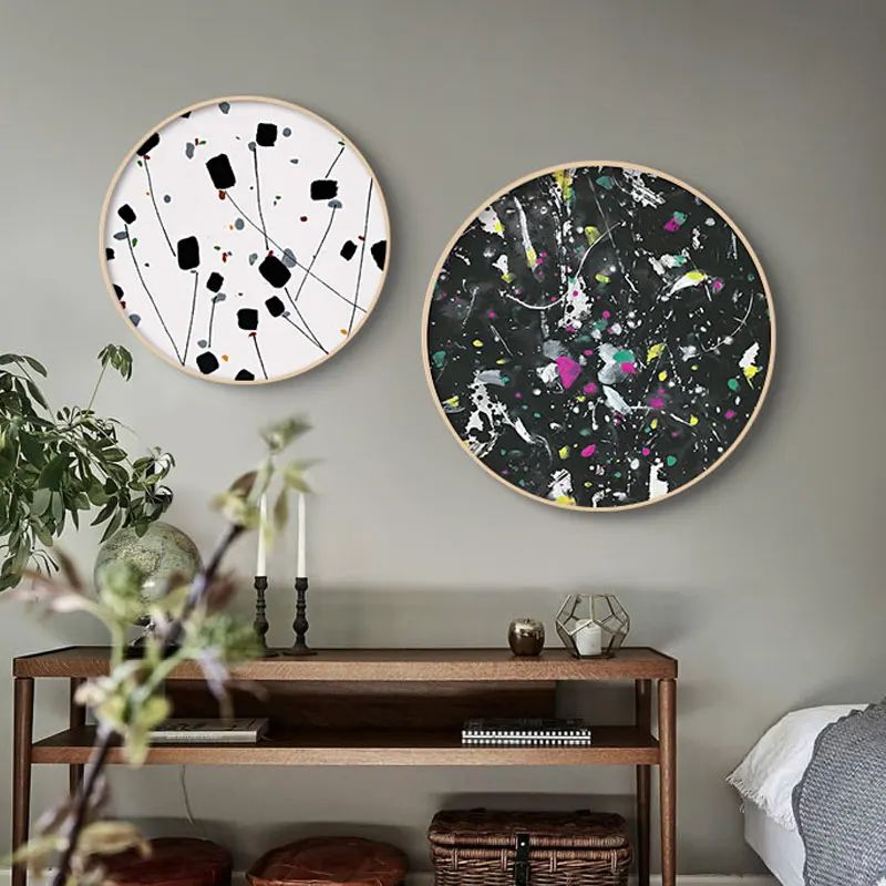 Черный и белый круг холст картина простой стиль постер печать мода домашний