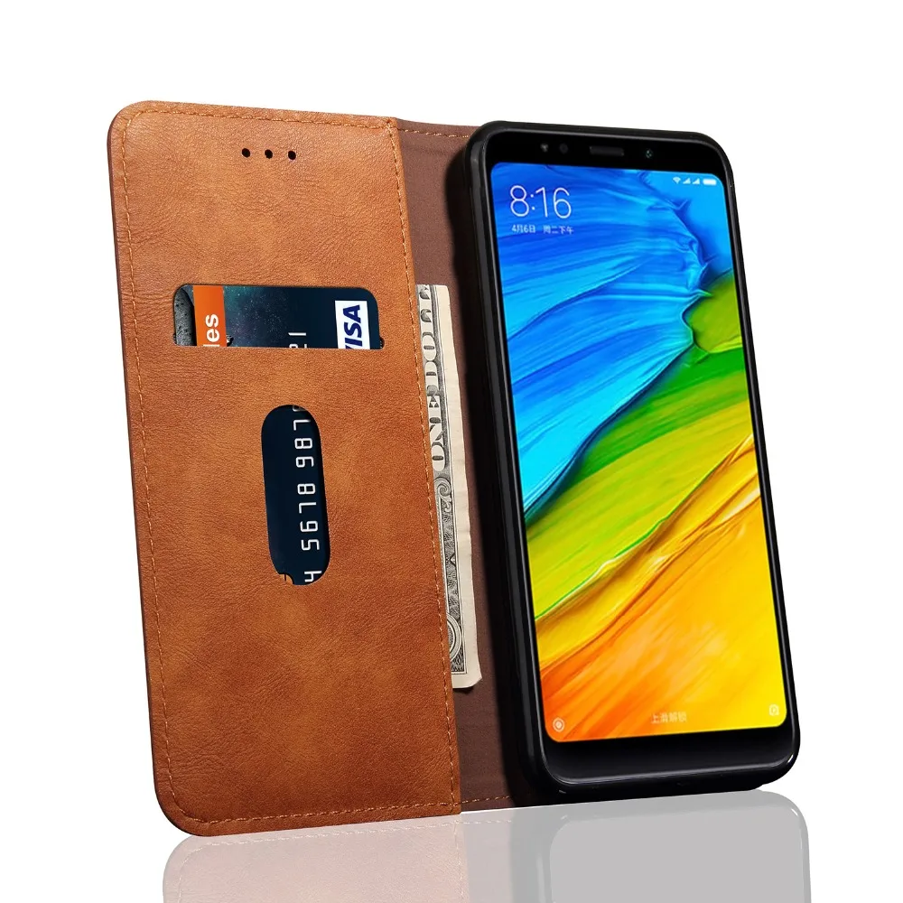 Для Xiaomi Redmi 5 плюс Note5 Примечание Чехол Флип кожаный бумажник Слоты ретро телефон