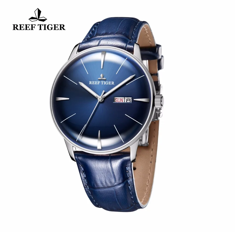 Часы мужские с синим циферблатом из натуральной кожи RGA8238|watch automatic|watch bluewatch blue dial |