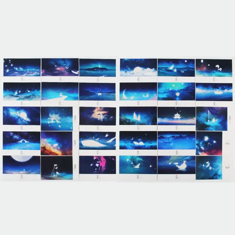30 шт. винтажная светящаяся открытка светится в темноте, в виде светлой поздравительной открытки, новинка, рождественские поздравительные открытки, подарок 10166