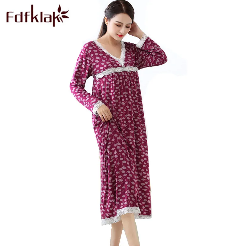 Plus Size Sexy Sleepwear Women Nightwear Night Dress Spring Summer Long Cotton Nightdress Sleeping Gowns Nightgown XXL Fdfklak | Женская