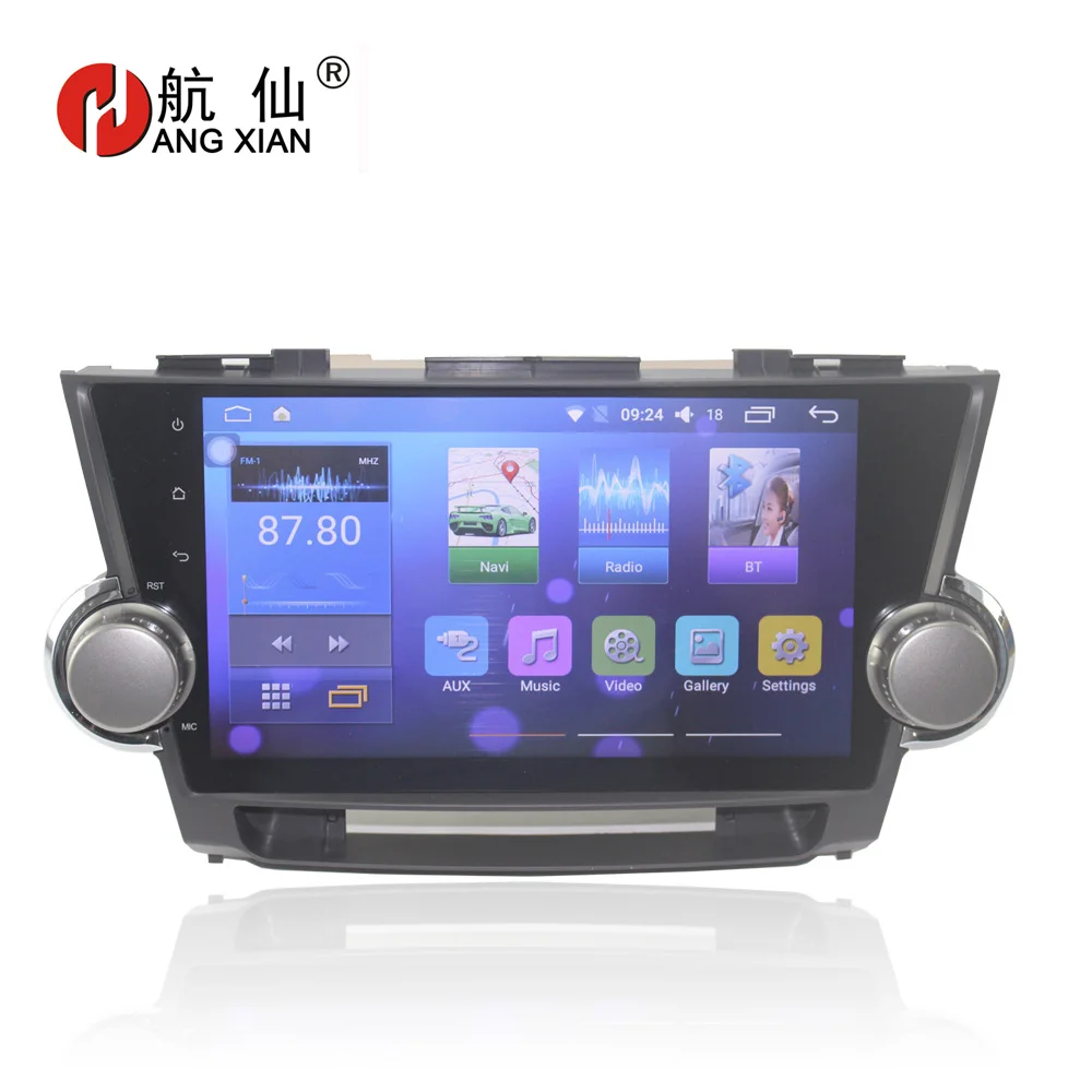 Bway 10," Автомобильная магнитола для Toyota Highlander Kluger 2008 2009 2010 2011 2012 четырехъядерный Android 7,0 автомобильный dvd плеер с 1G Оперативная память 16 Гб