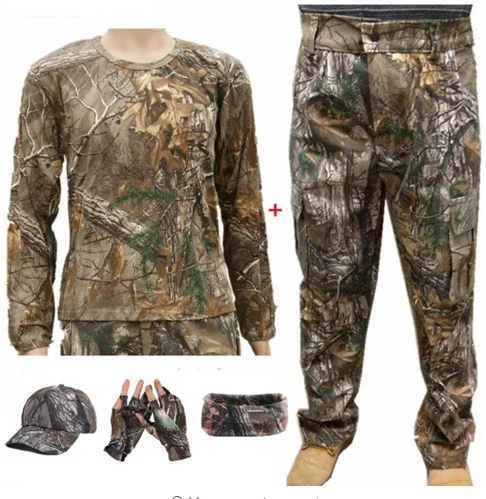 Tops Pant Cap Gl Scr Новинка; сезон весна-лето; Bionic Twigs; Камуфляжный костюм для рыбалки; дышащая футболка с длинными рукавами; брюки; тактический военный костюм - Цвет: Tops Pant Cap Gl Scr
