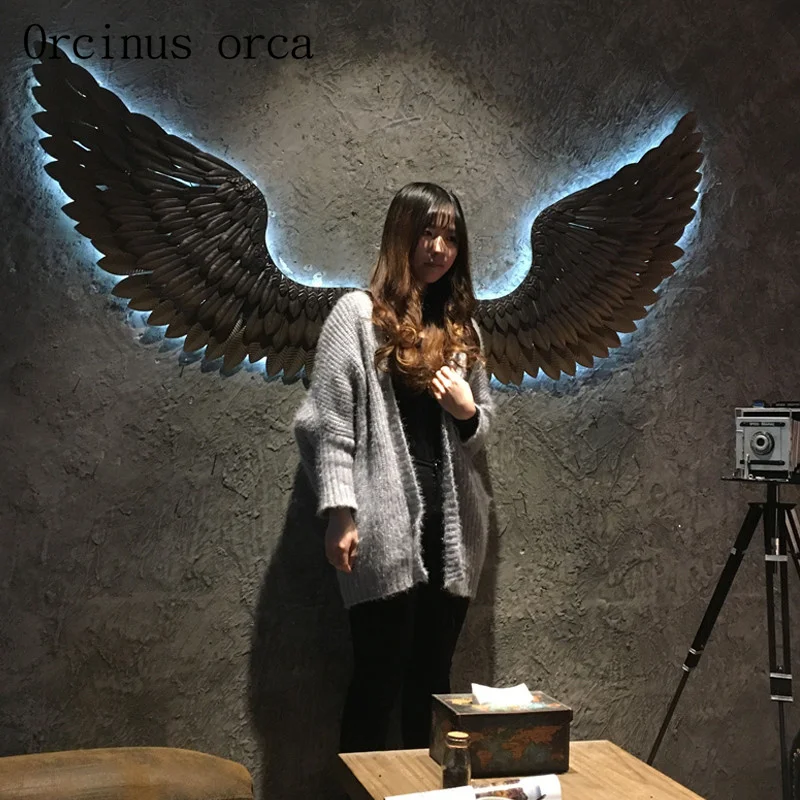 

Bird wings wall light Internet cafe bar hanging stereo creative industrial wind retro iron decor Postage free
