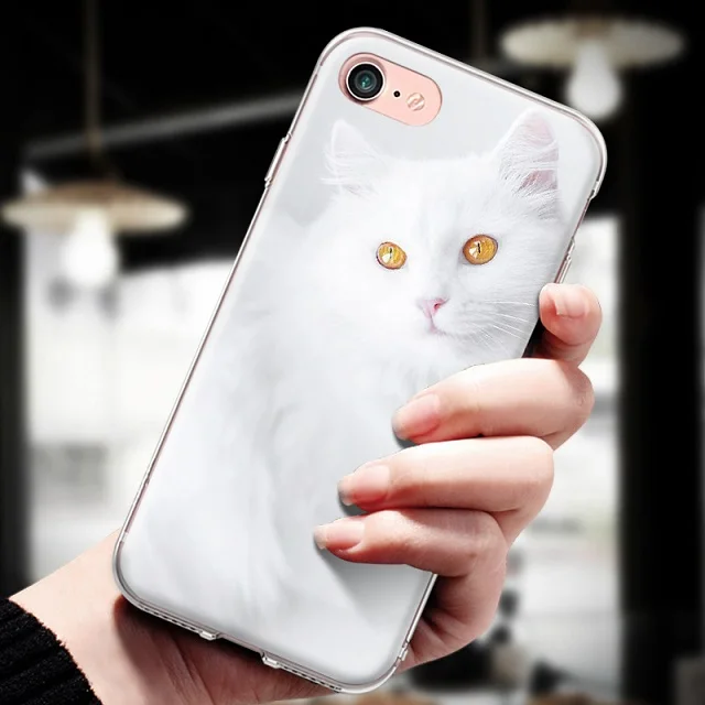 Силиконовый чехол-Бампер для Iphone 4, 4S, 5, 5S, SE, 6, 6 S, 7, 8 Plus, X, XR, XS Max, мягкий чехол-бампер из ТПУ с рисунком кота, котенка, пары