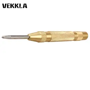 Металлический инструмент, латунный, 127 мм, желтый, автоматический кернер, подпружиненный, хромированный, с заклепками