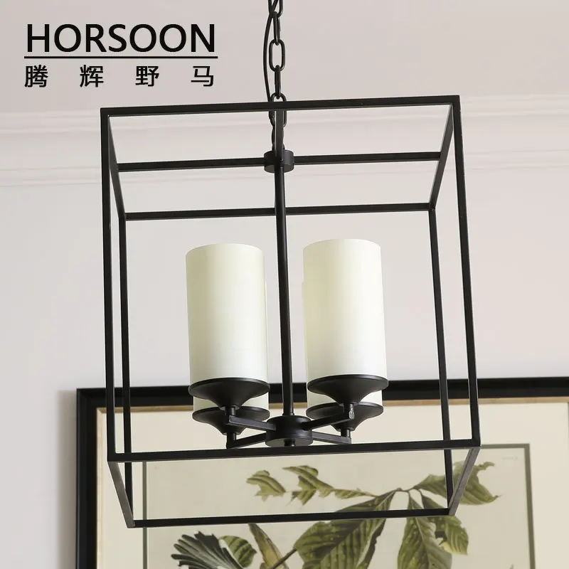 Teng Hui Mustang Nordic American Iron chandelier rustic simplicity square glass dining room den bar table | Аксессуары для одежды