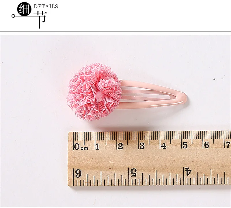 1pcs 5cm Hairpins Snap Hair Clips for Children Girls Hair Accessories Baby Cute Hair Clip Pins Gauze ball Color Metal Barrette