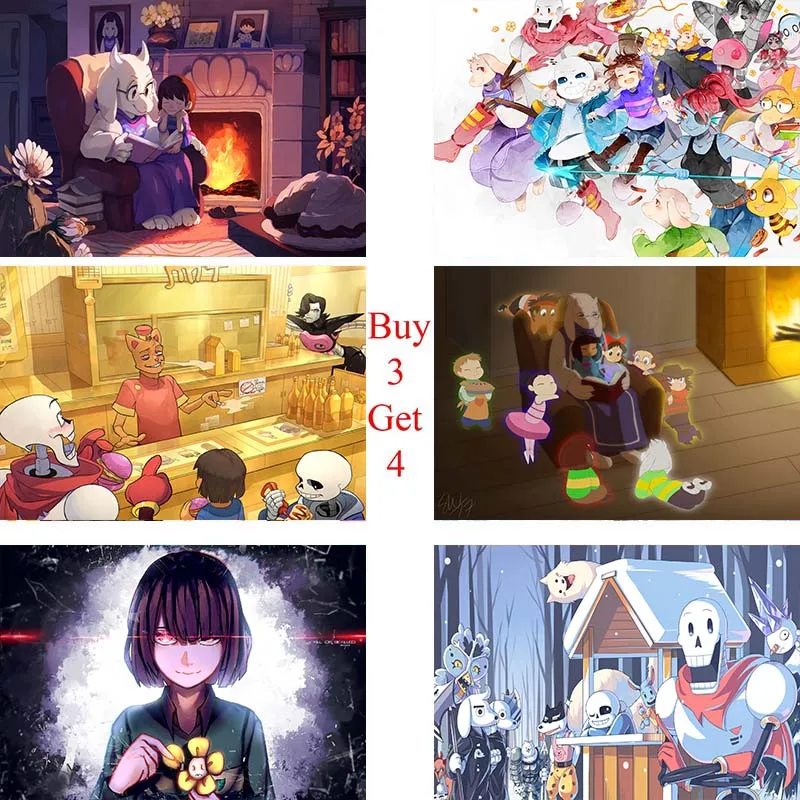 Постеры из аниме Undertale белая бумага принты четкое изображение украшение для дома