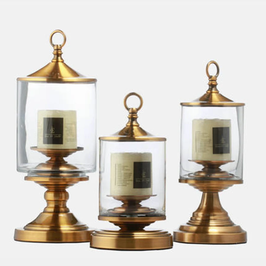 Металлический подсвечник Классические Золотые стеклянные Свадебные