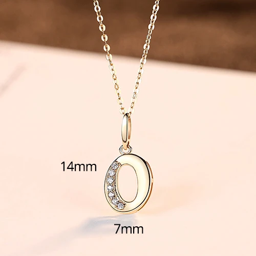 Gem& Time ожерелья с буквой Алфавит начальные подвески ожерелье для женщин 14 к Желтое золото хорошее ювелирное изделие Collier De Ouro Pur N14120 - Цвет камня: o