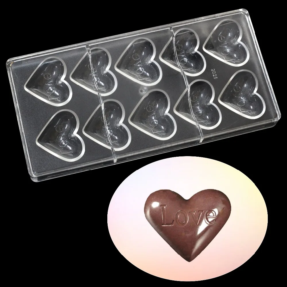 

Love Heart Shape Polycarbonate Chocolate Mold Confectionery Tools Pastry Mould Cake Decorating Baking Tool