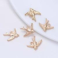 20pcs 16 5x17mm 24k champagne gold color plated brass swallow charms pendants high quality diy jewelry accessories