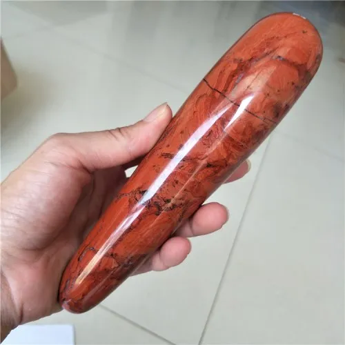 red jasper Большая длина натуральный розовый кварц кристалл богиня палочка массаж удовольствие иони лечебный Жезл Рейки палочка витая черный обсидиан - Цвет: red jasper