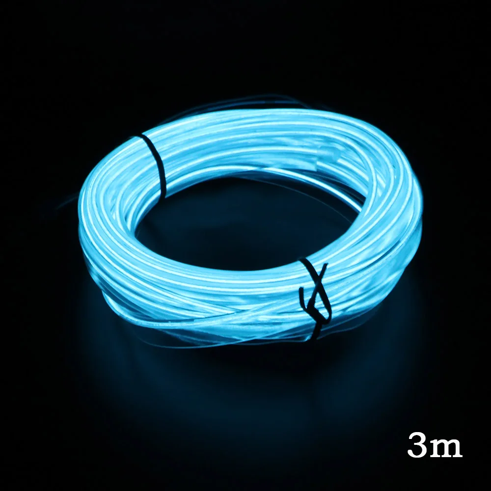 Ice Blue-3m FORAUTO 1 м/2 м/3 м/5 м светодиодные ленты для автомобиля, автомобильная декоративная атмосферная лампа 12 В, гибкая неоновая EL проволочная веревка, внутренний светодиодный светильник для автомобиля - Испускаемый цвет: Ice Blue-3m