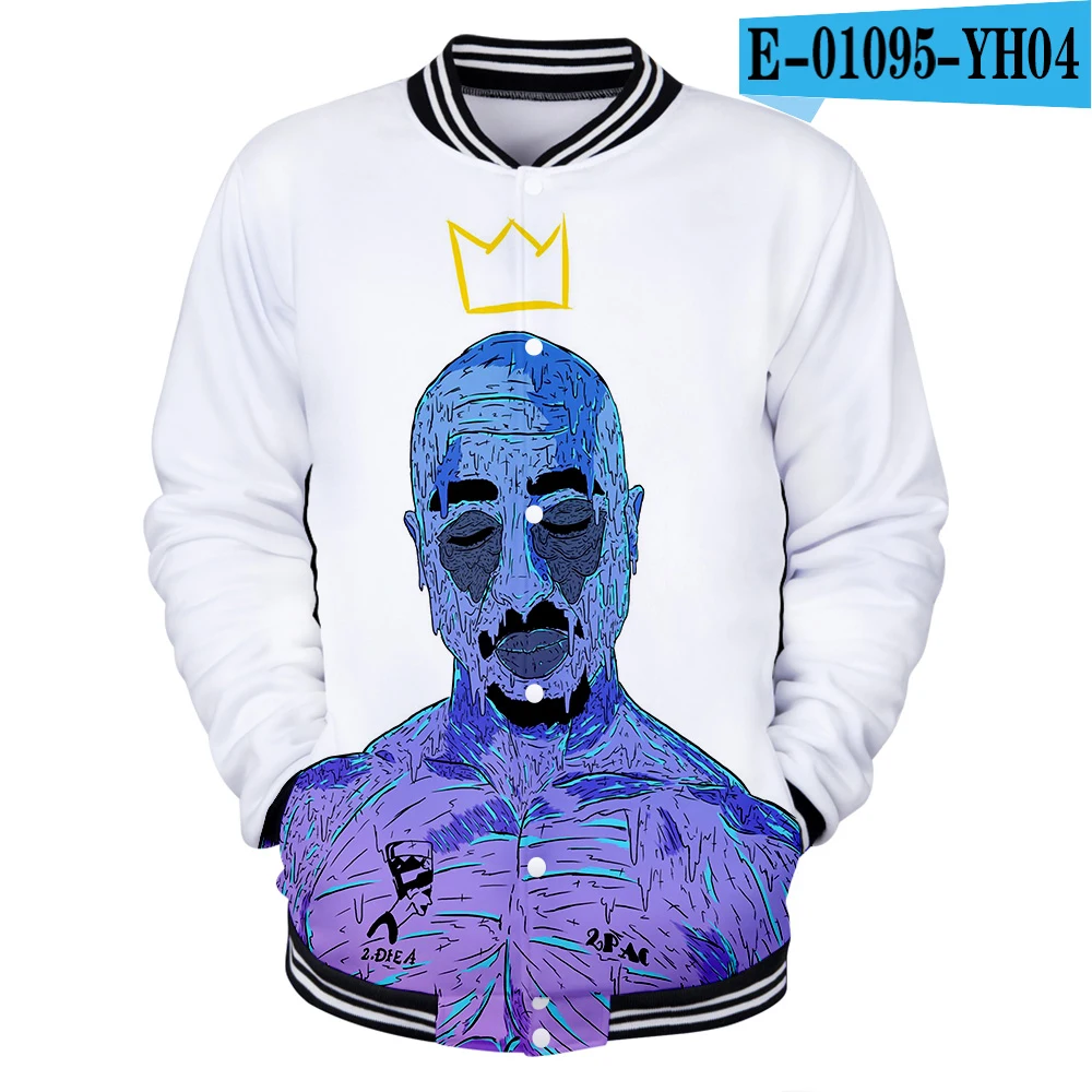one 2Pac крутая мужская бейсбольная куртка Весенняя мода тонкий 3D принт с длинным рукавом Бомбер куртка Jaquetas мужские брендовые университетские куртки - Цвет: one