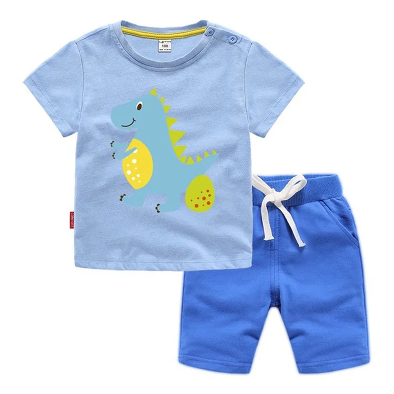 Moggi Cat Enjoy Kids Clothes Active Boys Sets Summer Short Sleeve Shirts+Shorts Pants Dinosaur 2 pieces Clothing Children 2019 | Детская